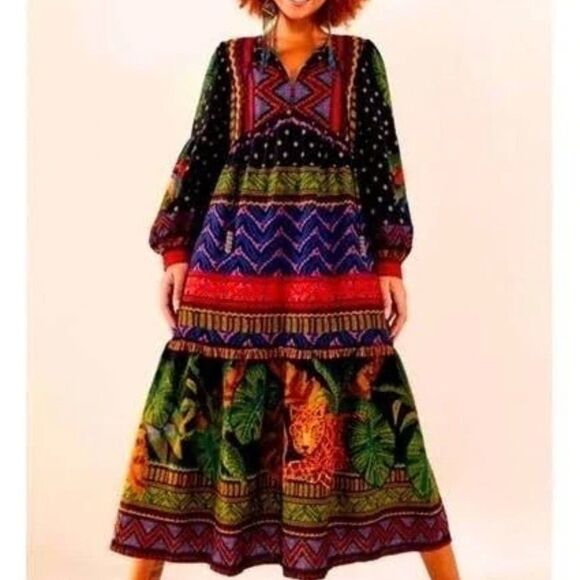 Farm Rio Forest Tapestry Midi Dress S - Picture 9 of 9